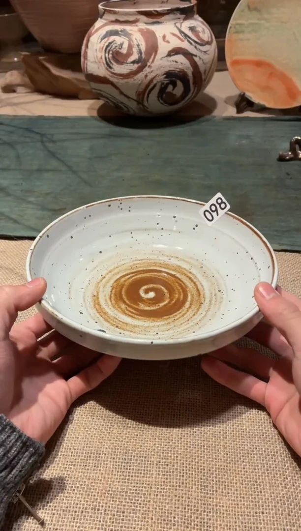 瓷片风**狼98蓝麻点平底盘1个