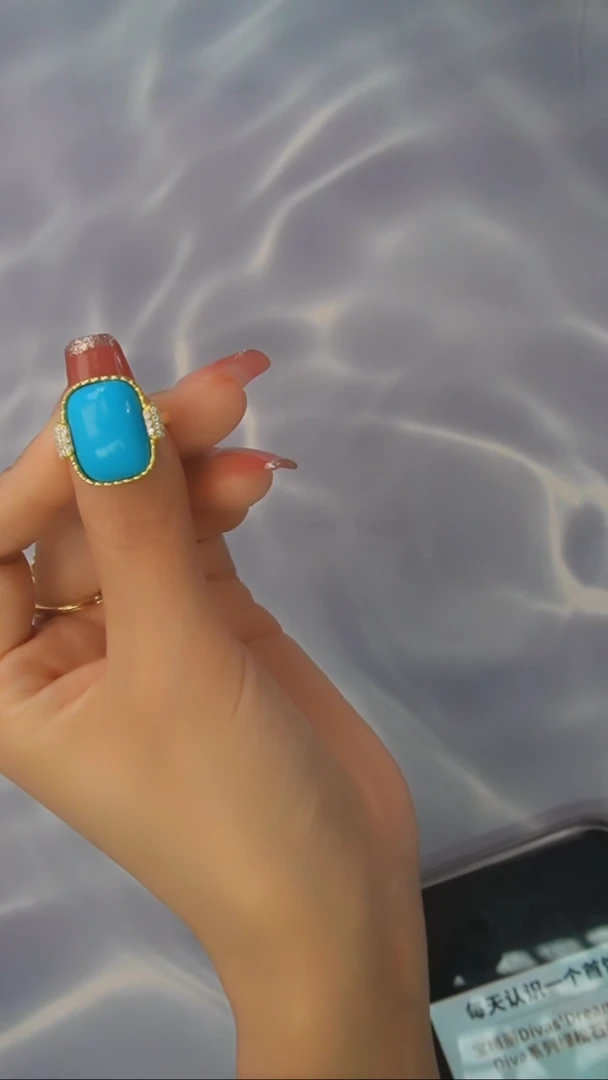 【闪购商品】绿松石戒指银S925镶嵌发货一件12*15m+