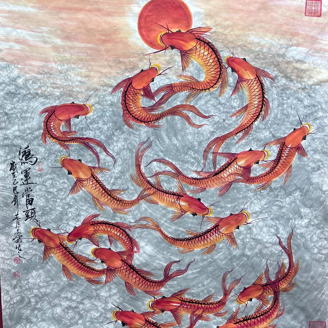 鸿运当头/张文富作品/100*120cm（16鱼）
