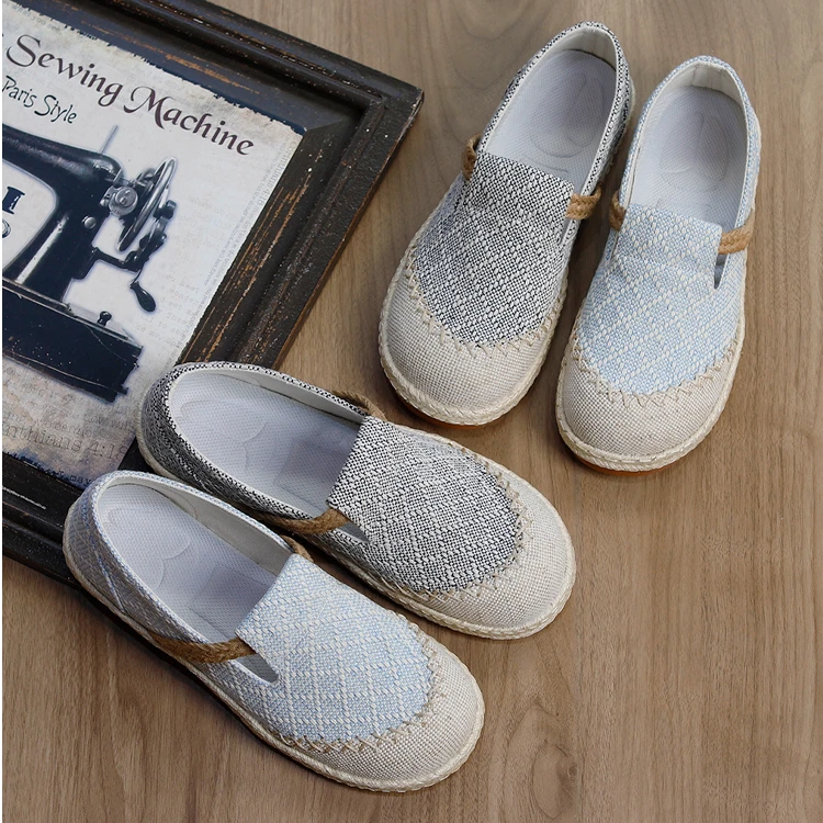 夏季新款帆布鞋一脚蹬亚麻布鞋男士透气大头鞋简约百搭情侣布鞋子