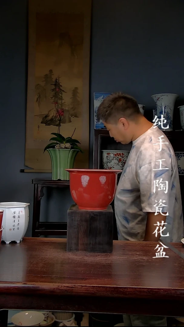 景德镇手工陶瓷花盆