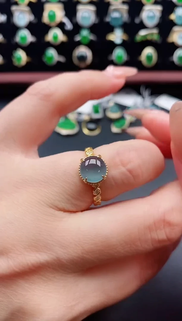 银S925镶嵌戒指翡翠1