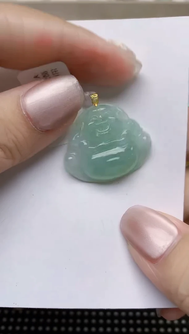 翡翠18K金镶嵌颈饰天然缅甸A货翡翠