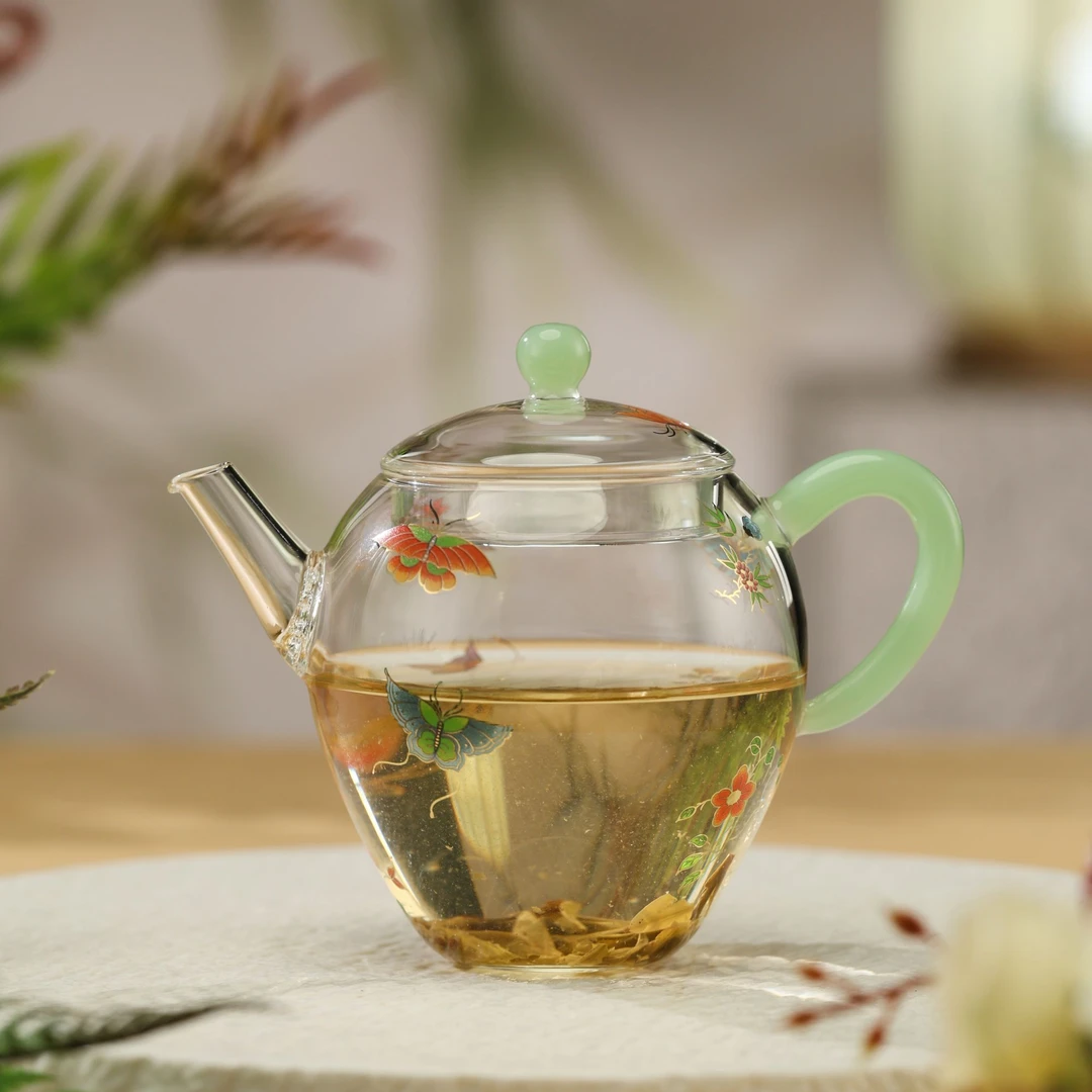禾器蝶恋花·文巧壶 玻璃泡茶壶 茶具 小茶壶 耐热 建议容量:200ml