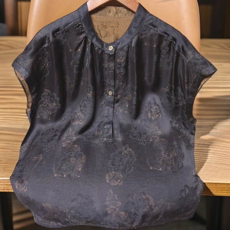 881【轩依阁】新款老料黑色高定立领时尚上衣