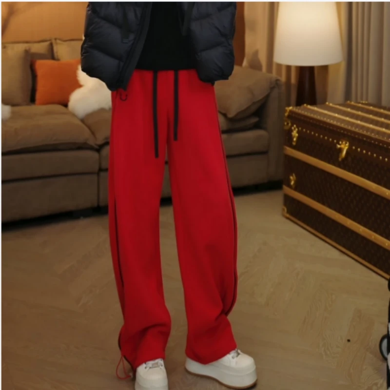 秋冬加绒加厚款休闲条纹卫裤慵懒收拾休闲裤LK2508729