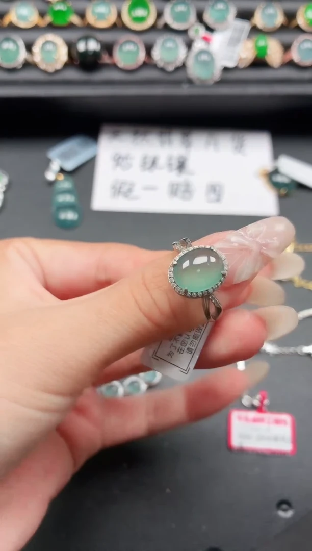 翡翠戒指银S925镶嵌1111111