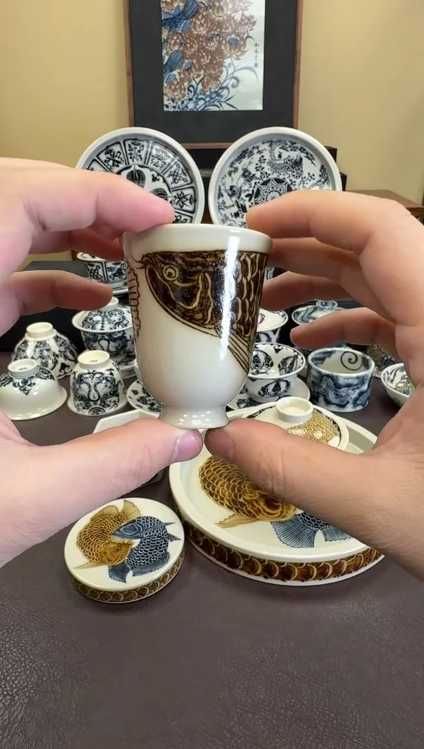 二号釉金龙鱼闻香杯