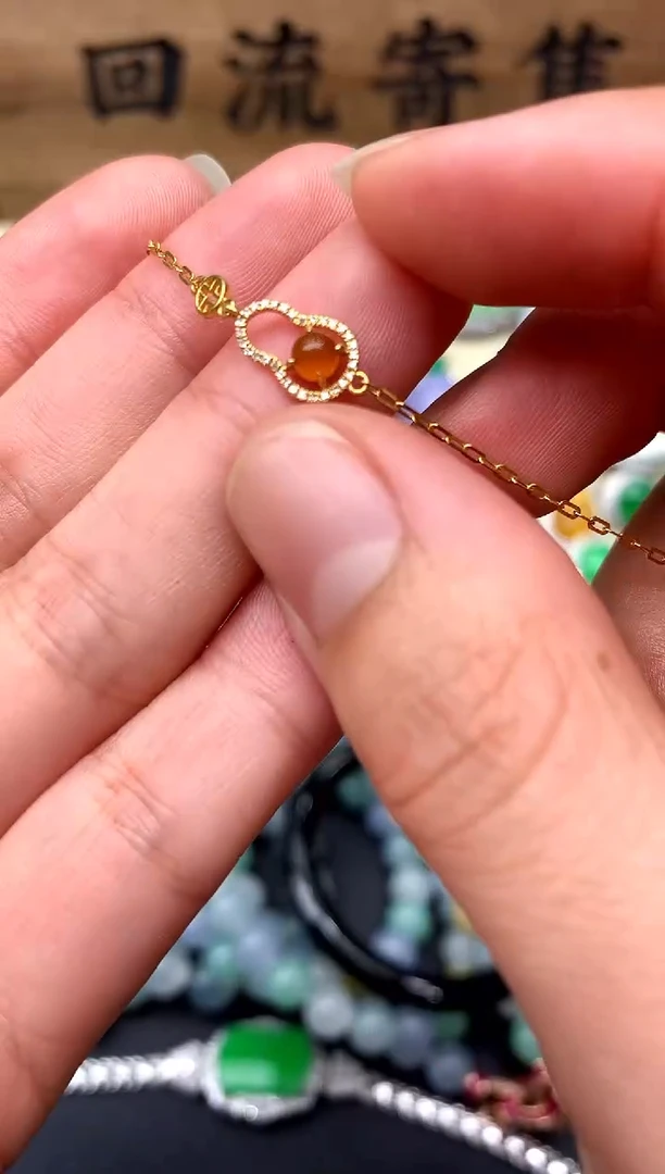 【闪购商品】翡翠手链18K金镶嵌34-中国好珍宝
