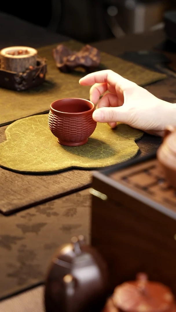 茶杯紫砂编织小杯 紫砂杯