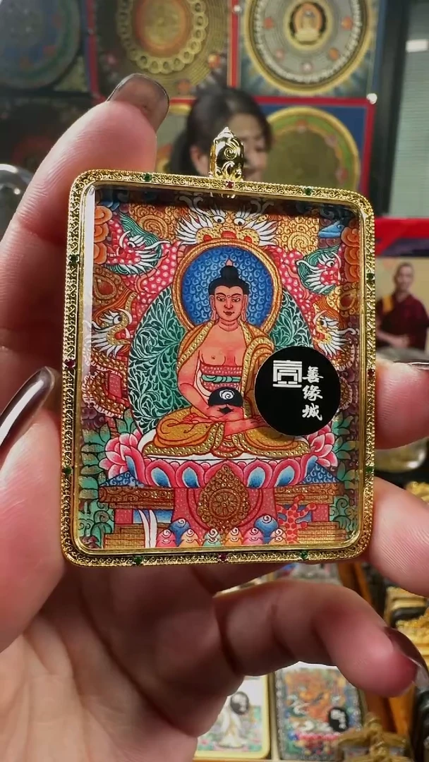 吊坠壹善缘城手绘唐卡阿弥