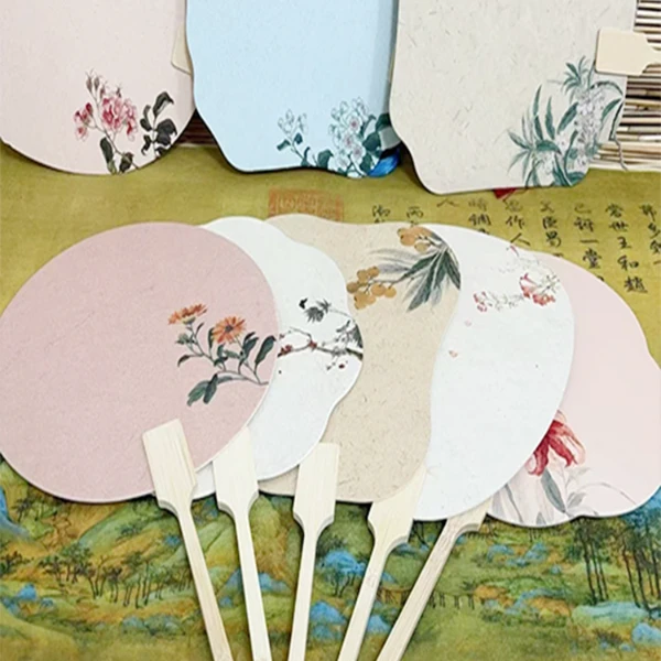 文创团扇加厚半生熟宣纸扇书法绘画创作专用