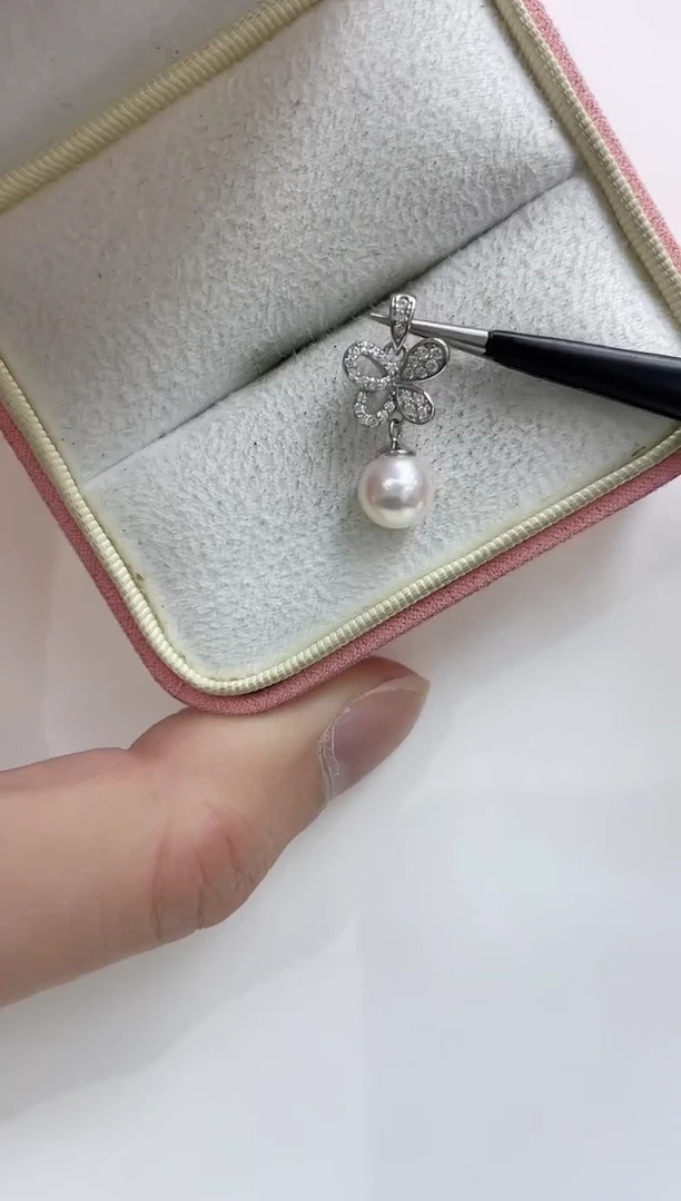 【闪购商品】海水珍珠吊坠(不含链)银S925镶嵌海水珍珠吊坠