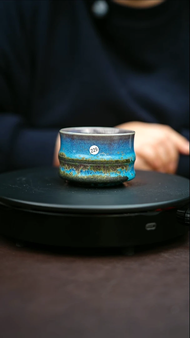 229#原矿钧瓷炉钧釉竹节杯