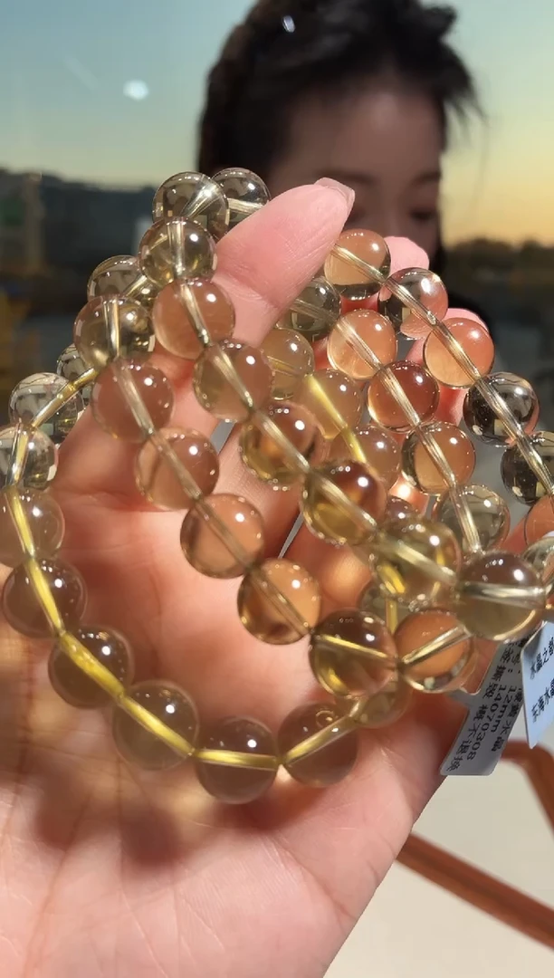 未镶嵌手链水晶12m柠檬黄水晶手链多样性发一