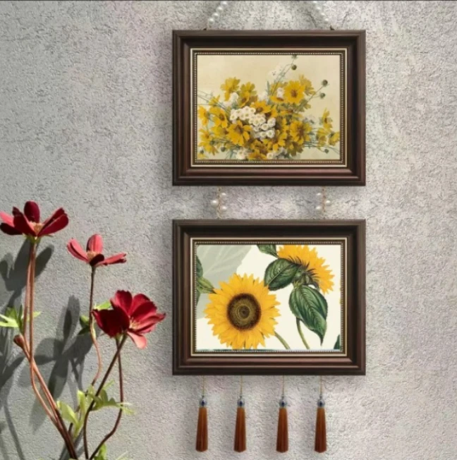 两联 送珍珠 风格风景装饰画沙发背景墙艺术油画客厅卧室时尚挂画