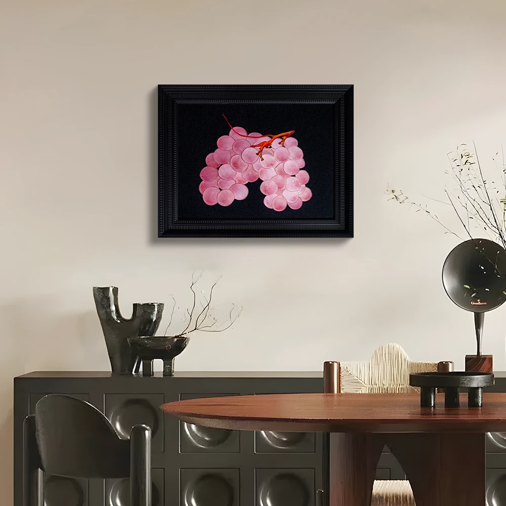 中古风客厅装饰画法式浪漫粉色葡萄餐厅画卧室床头艺术挂画3848