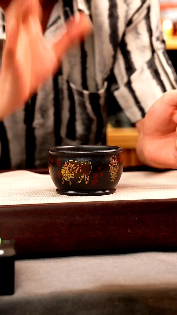 茶壶紫砂原矿石黄 五牛杯