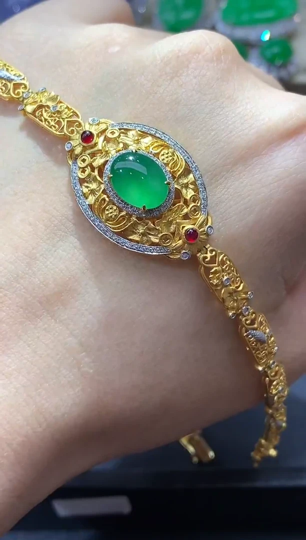 18K金镶嵌手链翡翠756-中国好珍宝