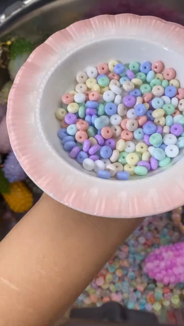 玻璃1447卡6算盘珠实色混全家福150颗