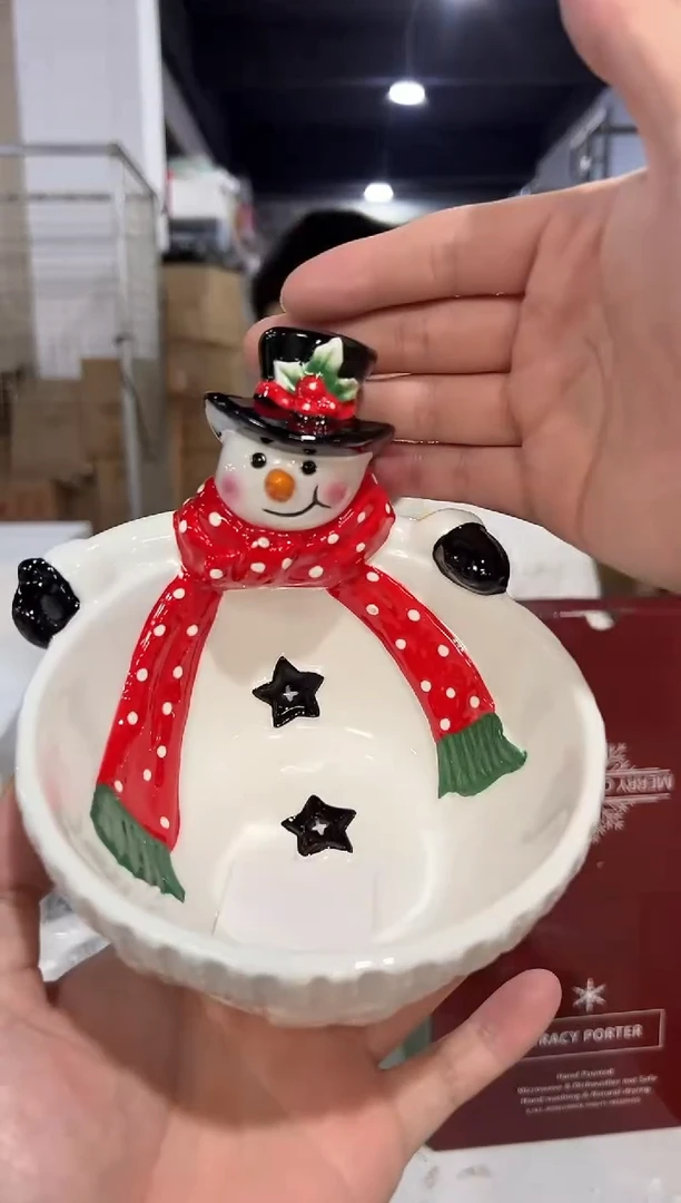 瓷片陶瓷原盒雪人碗