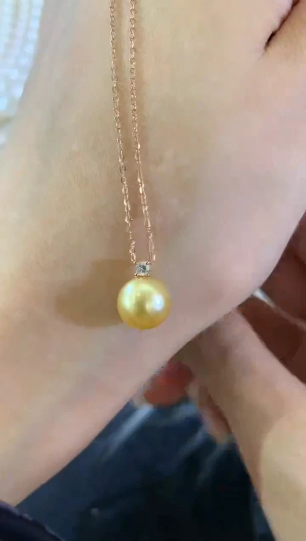 18K金镶嵌海水珍珠项链a163