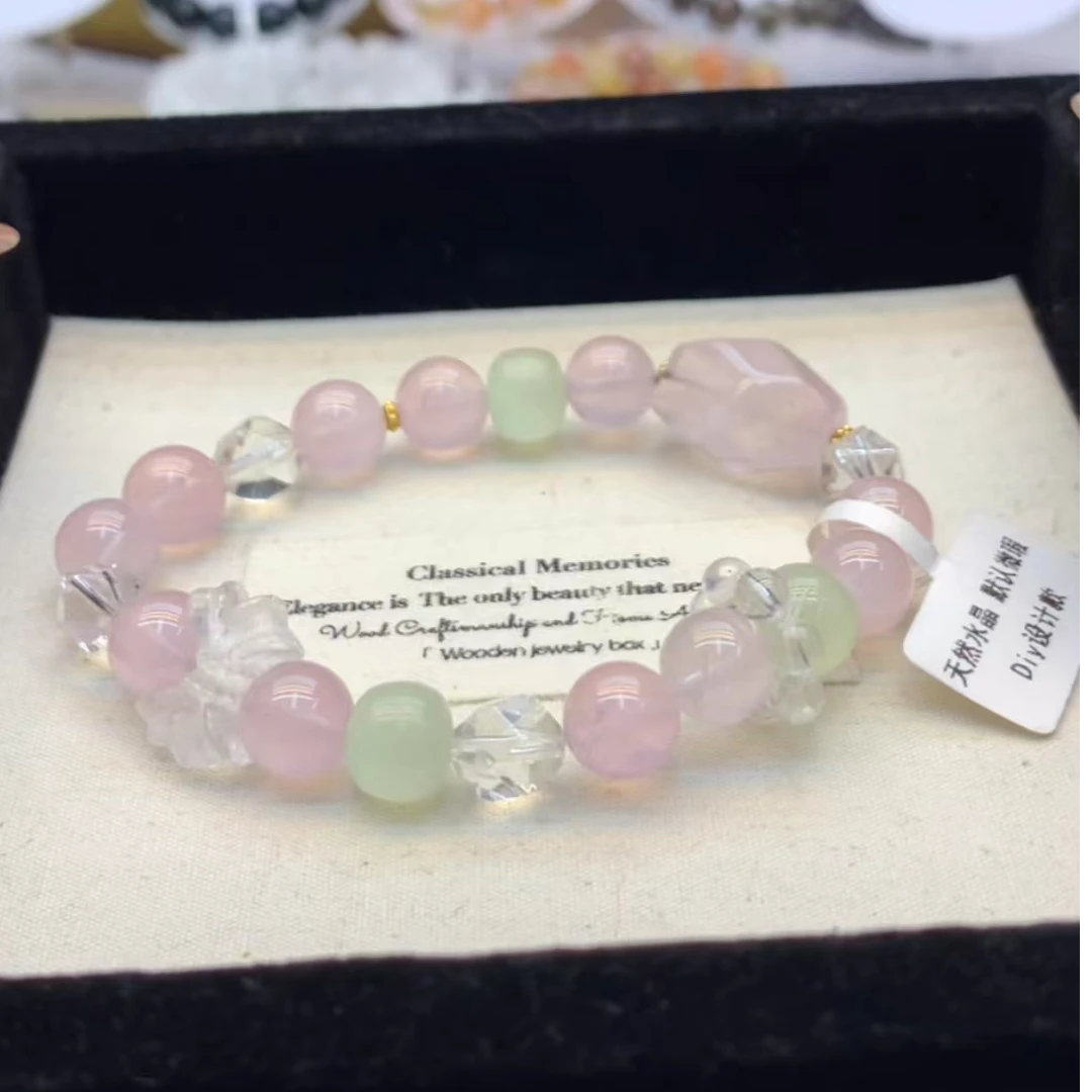 粉水晶 DIY款  天然水晶素链DIY手工珠串多样性发其一