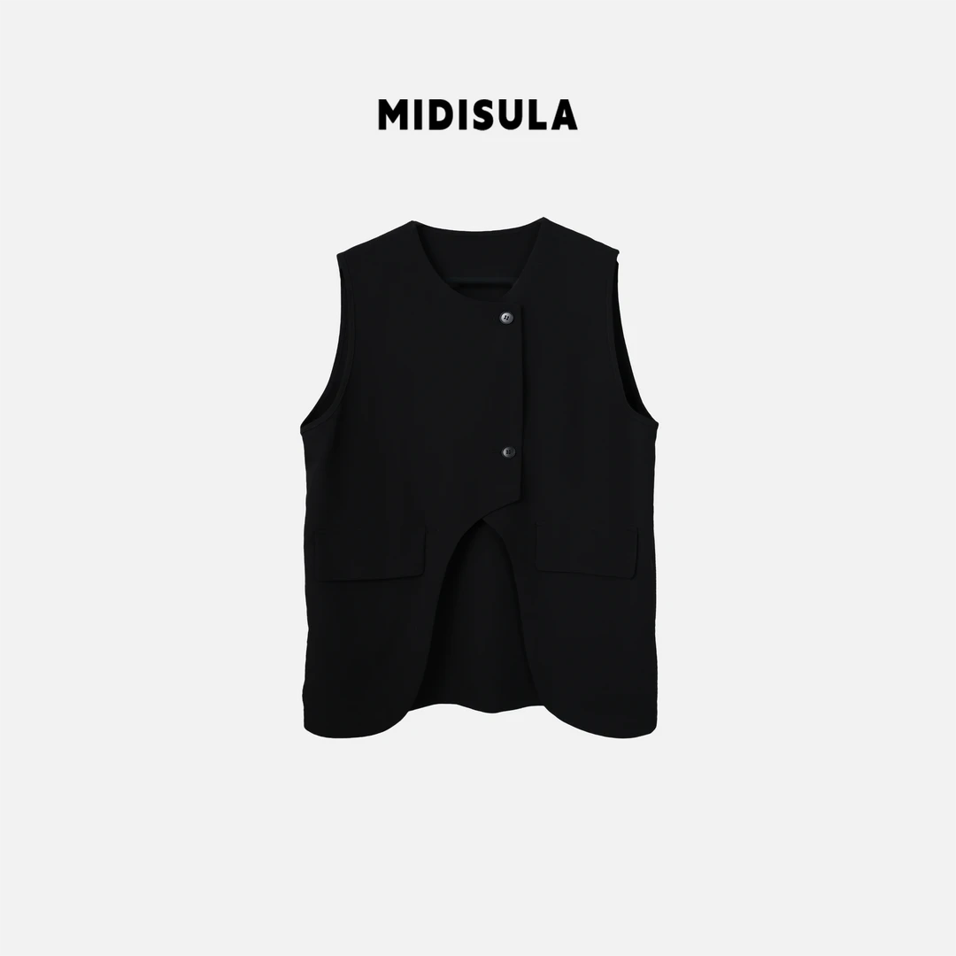 阿玉家&新款韩版宽松显瘦休闲不规则马甲气质时尚坎肩背心#0636