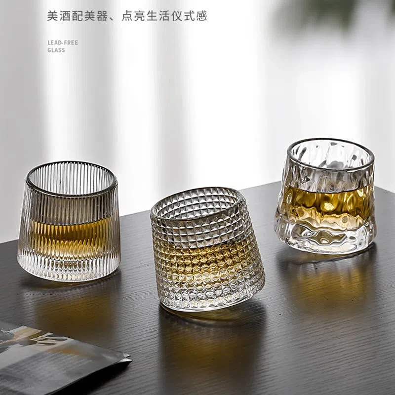 【混合三只装】创意不倒翁旋转威士忌酒杯摇摇杯果汁杯玻璃杯啤酒杯