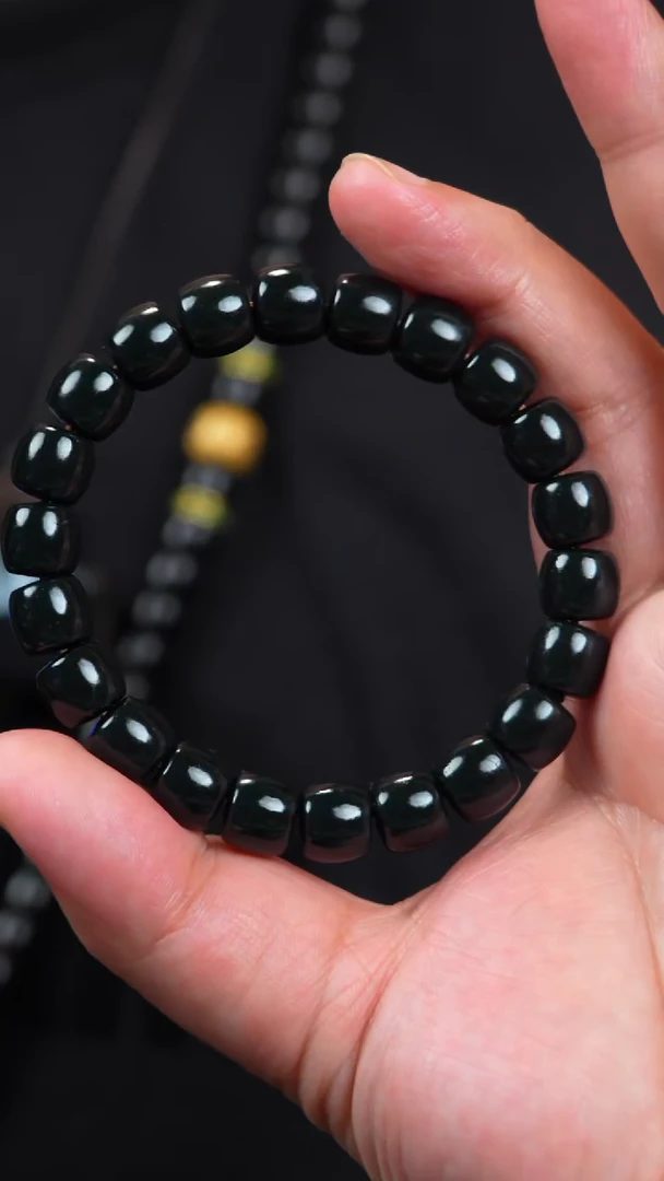 手链未镶嵌和田玉10mm黑青