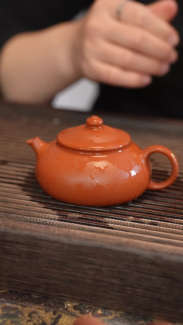 茶壶紫砂寒江 朱泥 半手工 170cc