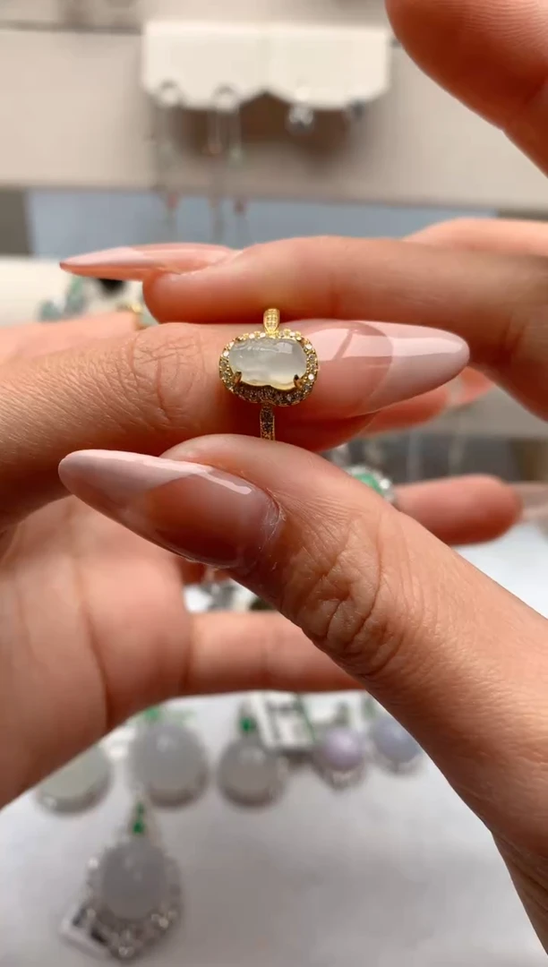 【闪购商品】翡翠戒指银S925镶嵌3号