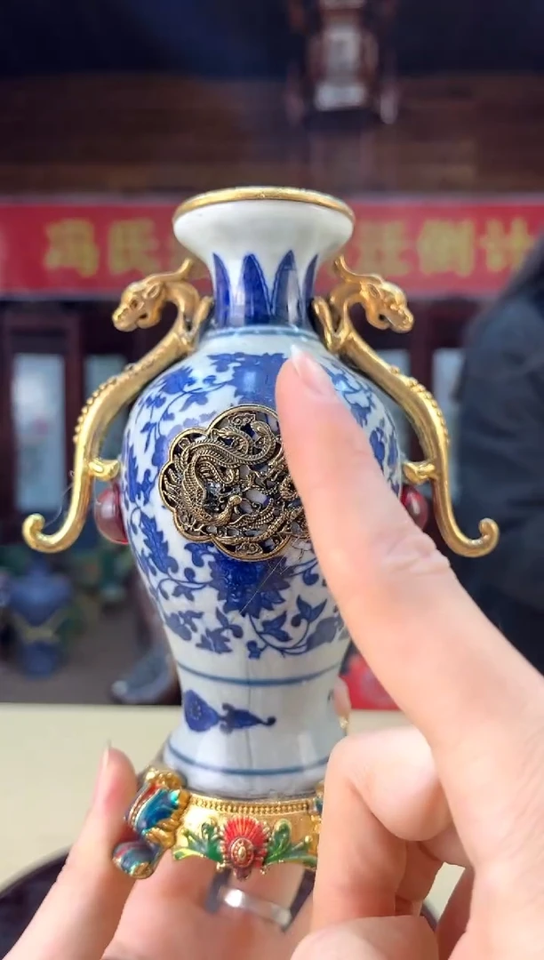 【闪购商品】瓷片G012/青花花丝镶嵌赏瓶/一件