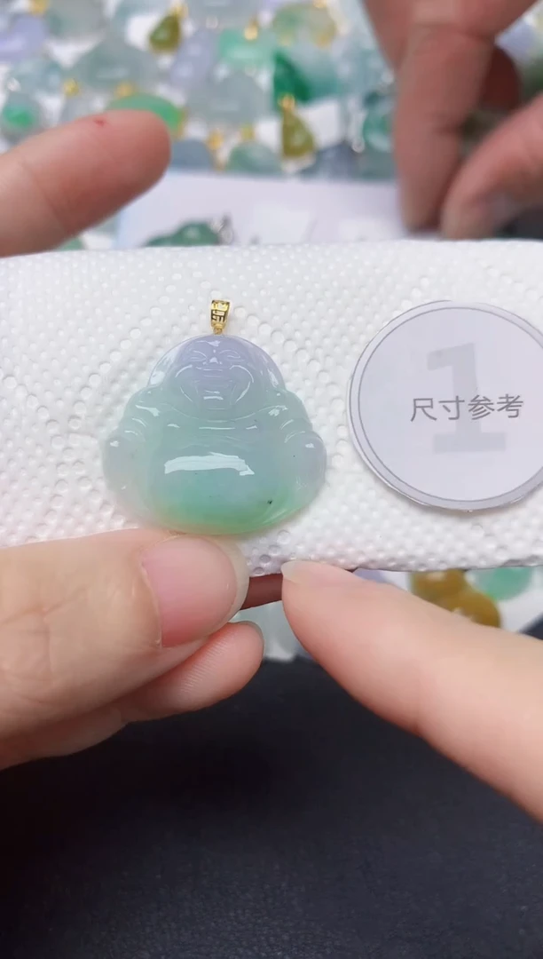 颈饰18K金镶嵌翡翠天然缅甸A货翡翠