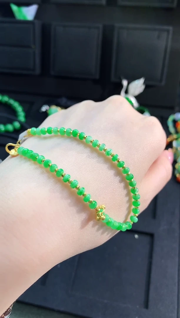 【闪购商品】翡翠手链18K金镶嵌手饰