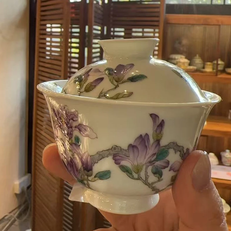 【珽珽溯源】溢珍堂 过墙玉兰盖碗120cc 瓷器茶周边