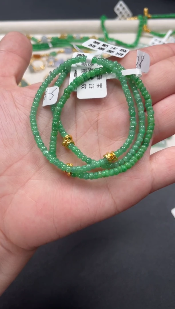 翡翠足金镶嵌套链多样性  发货一条  P280