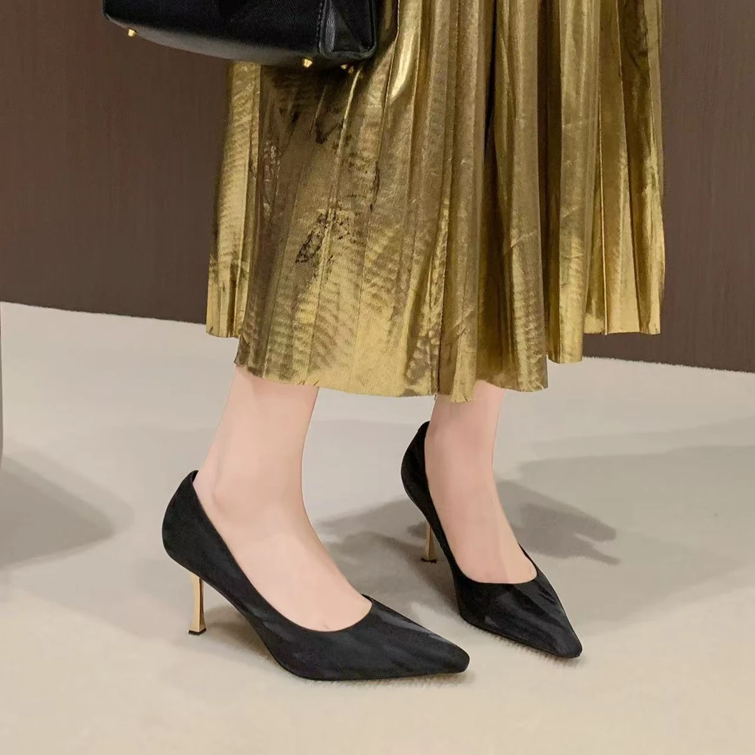 LI AJIGIRL/阿吉女·原创设计 丝绸牛皮跟鞋#9236-165