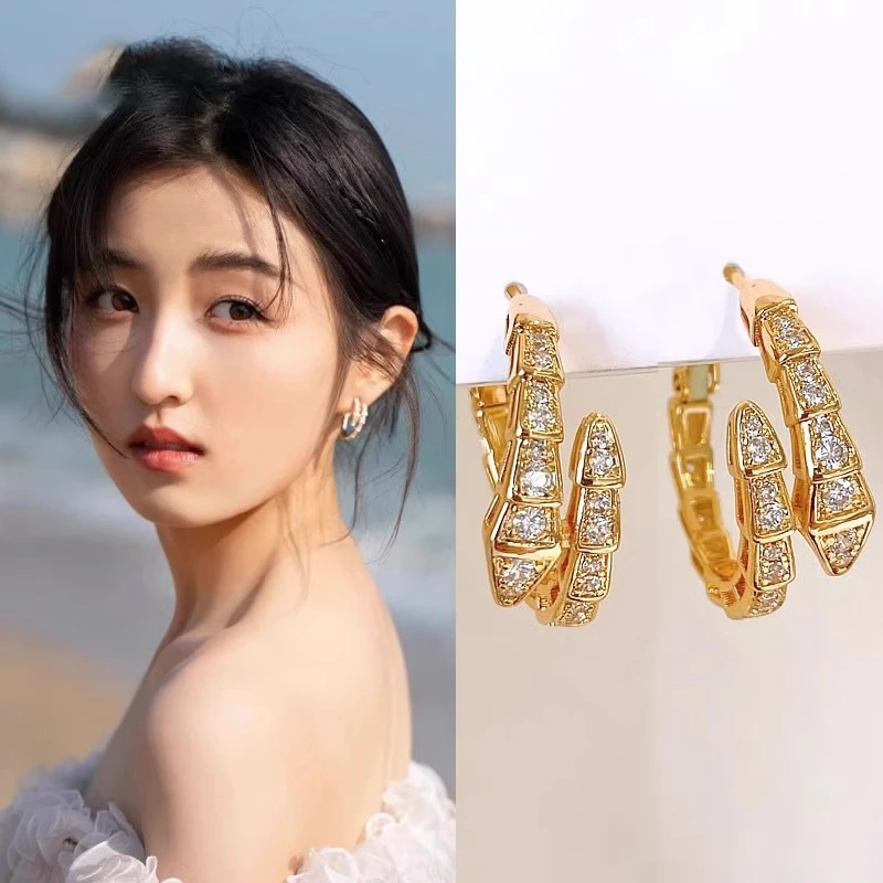 轻奢独特金色蛇形耳环耳钉新款爆款灵蛇本命年女