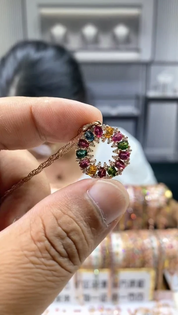 银S925镶嵌吊坠碧玺569655515651