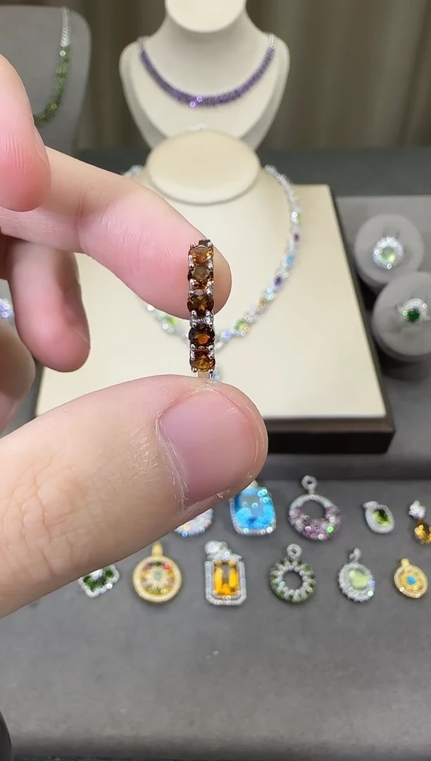 银S925镶嵌戒指黄晶3mm戒指排戒简约款