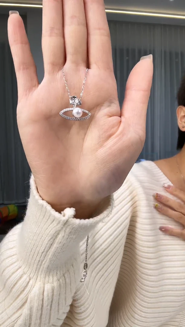 吊坠(赠链)银S925镶嵌淡水珍珠银款淡水珍珠吊坠