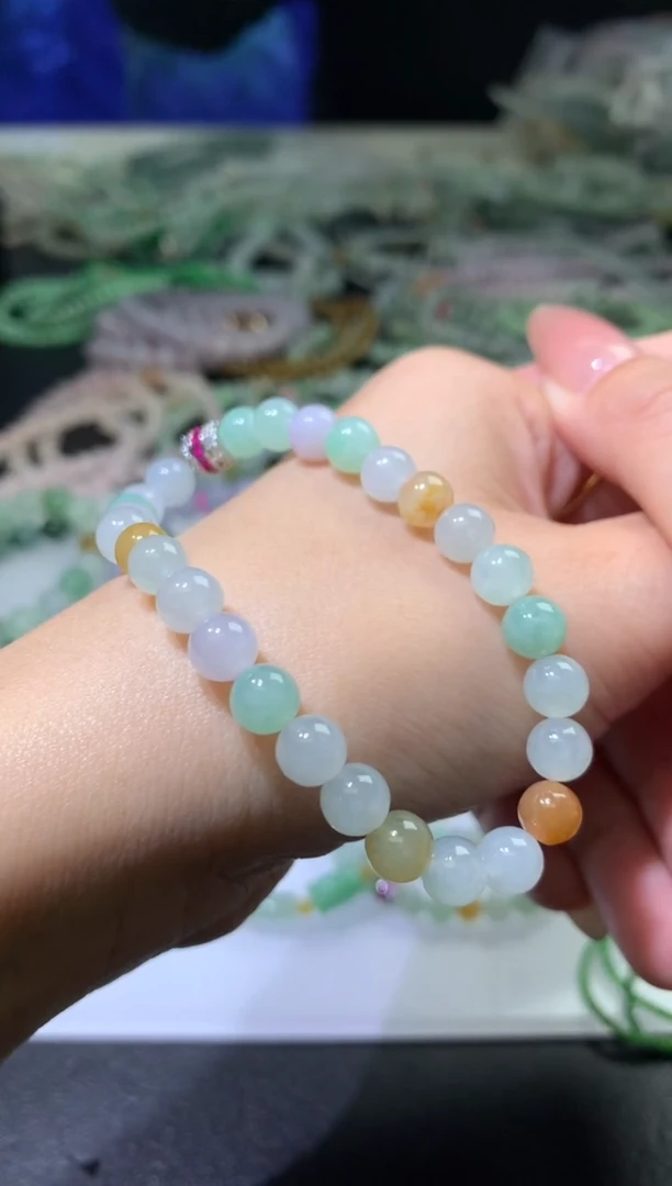 未镶嵌定制翡翠毛货  卡6.4 手串