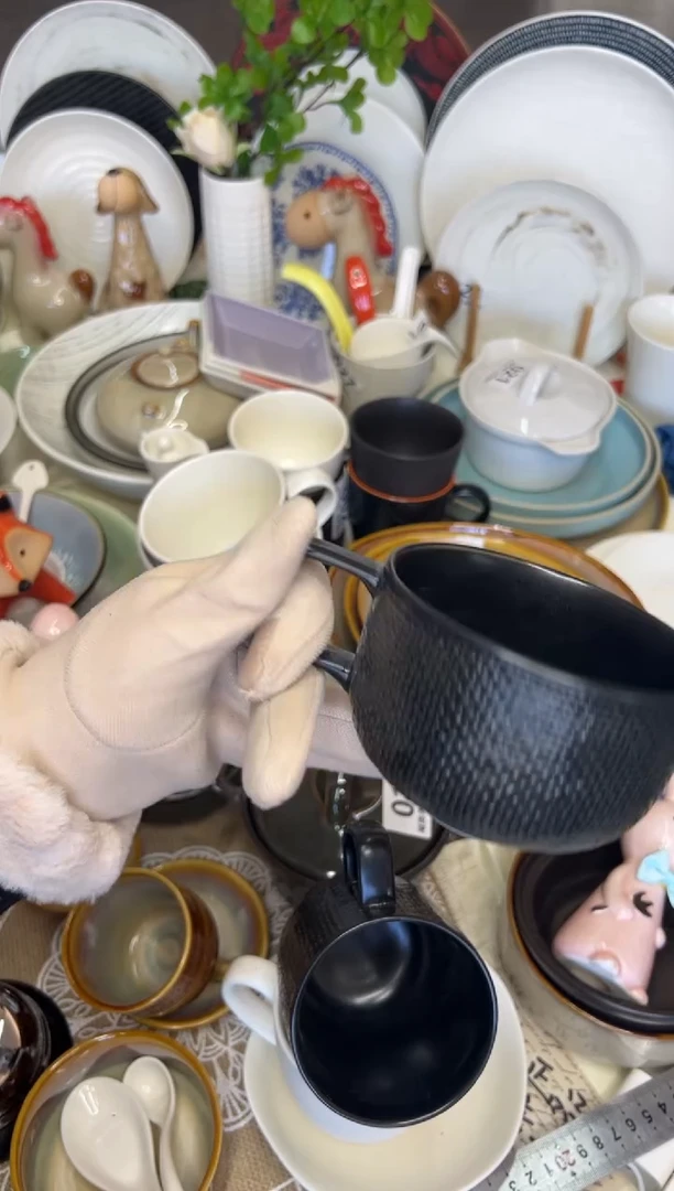 新骨瓷087瑕疵 哑光黑 抹布汤杯