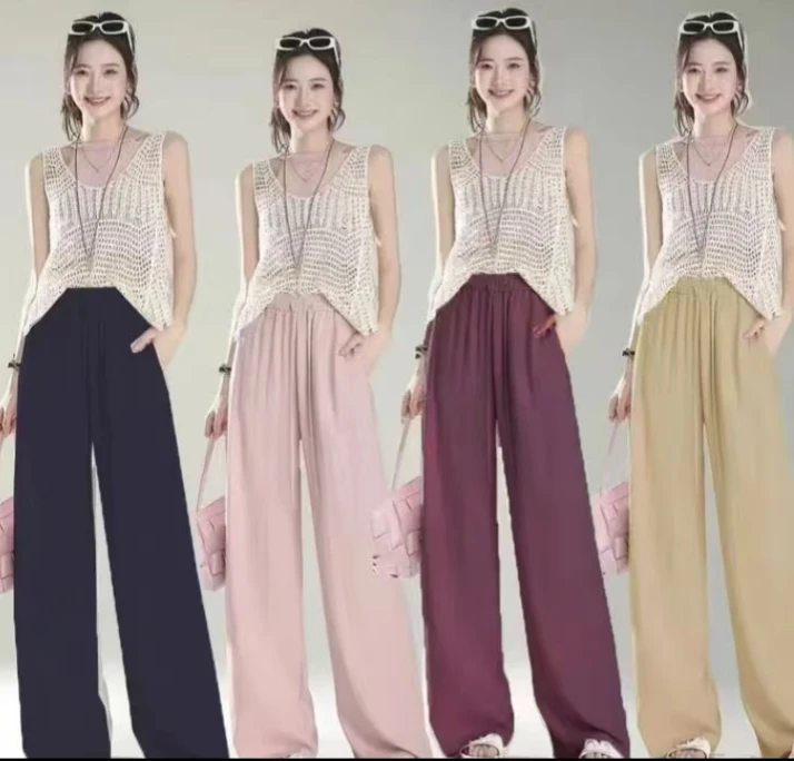 2501氧气裤~夏款天丝亚麻混纺轻薄透气显瘦高腰休闲阔腿直筒