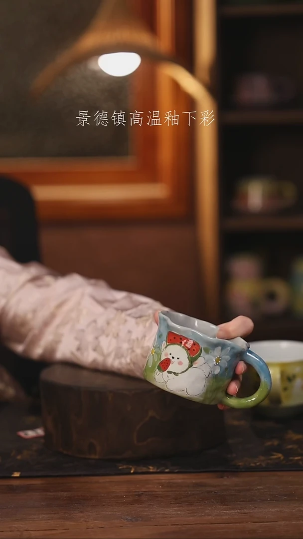 陶瓷景德镇高温釉下手绘陶瓷@L675@