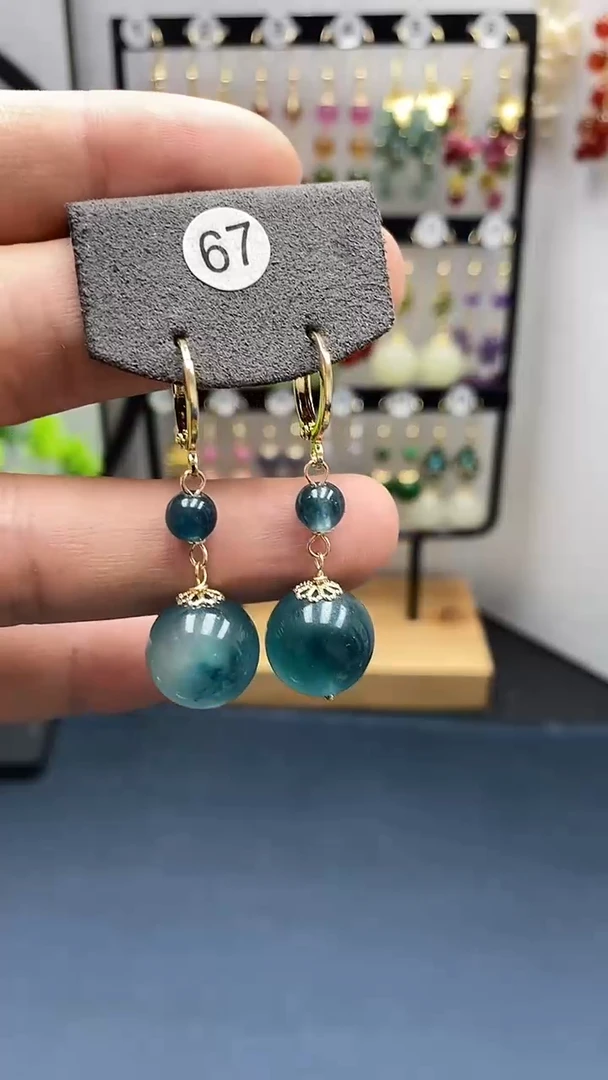 【闪购商品】翡翠耳饰银S925镀金镶嵌尺寸14mm耳扣99