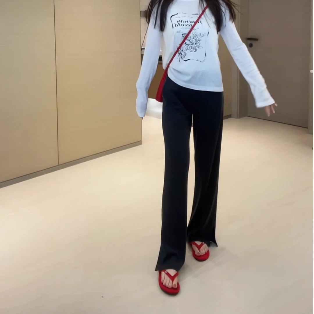 长袖百搭宽松别致印花防晒上衣T恤+休闲裤