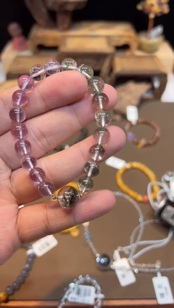 水晶手链18K金镶嵌手饰@@F4957