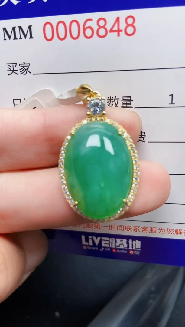 翡翠银S925镶嵌颈饰6848